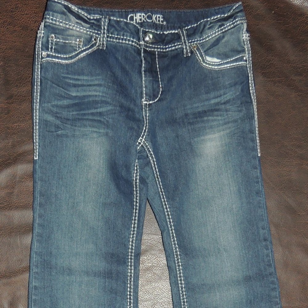 NWOT Cherokee - Girl's Wide Leg - Boyfriend - Rhinestone & Contrast Stitching